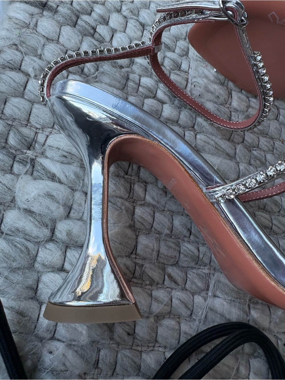 Amina Muaddi Gilda Sandals Silver size 6 - Picture 11 of 11
